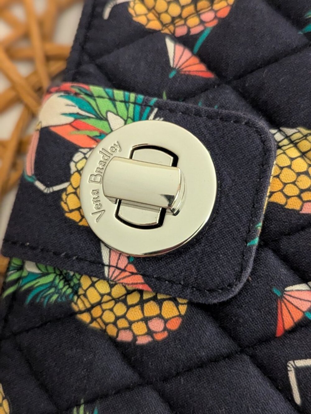 Vera Bradley Cotton Toucan Party Turnlock RFID Wallet with Zipper Section - Picture 4 of 10